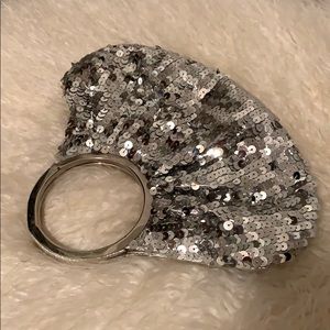 Sliver sequined party clutch/ mini bag
